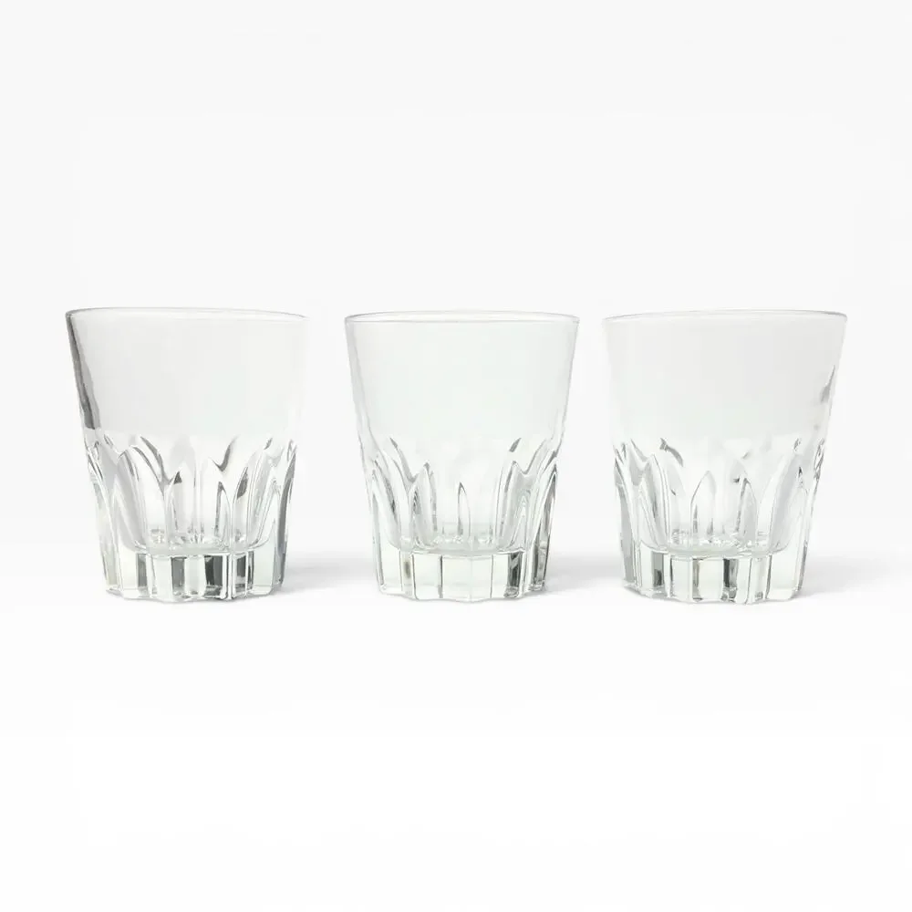 1980s Vintage Italian 3 Tumbler Old Fashioned Cocktail Glasses 4” 10oz Barware